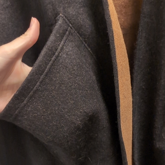 Nordstrom Black and Brown Wool Poncho - Picture 4 of 5